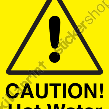 Caution Hot Water Stickers 40x50mm