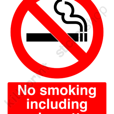No smoking including e-cigarettes sticker A5 PVC