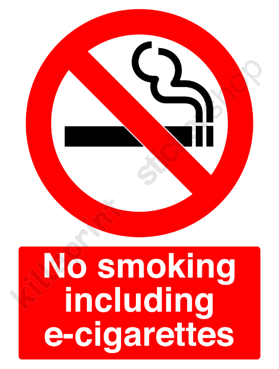 No smoking including e-cigarettes A5 sticker