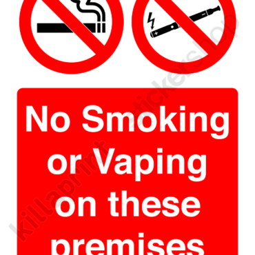No smoking or vaping on these premises A5 Sticker