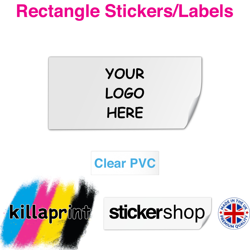Killaprint stickershop rectangle stickers/labels - clear pvc