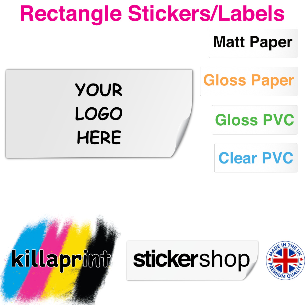 Killaprint stickershop rectangle stickers/labels - materials available
