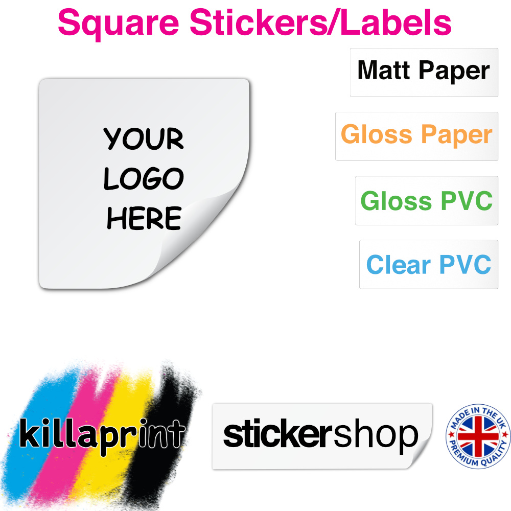 Killaprint stickershop square stickers/labels - materials available