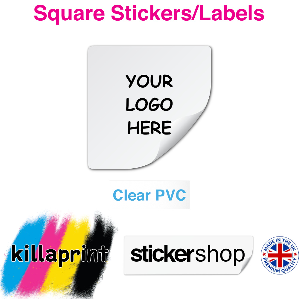 Killaprint stickershop square stickers/labels - clear pvc