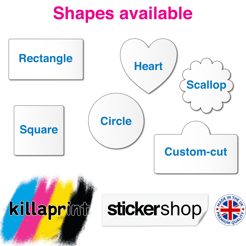 Custom Shape & Size Stickers available Killaprint Stickershop
