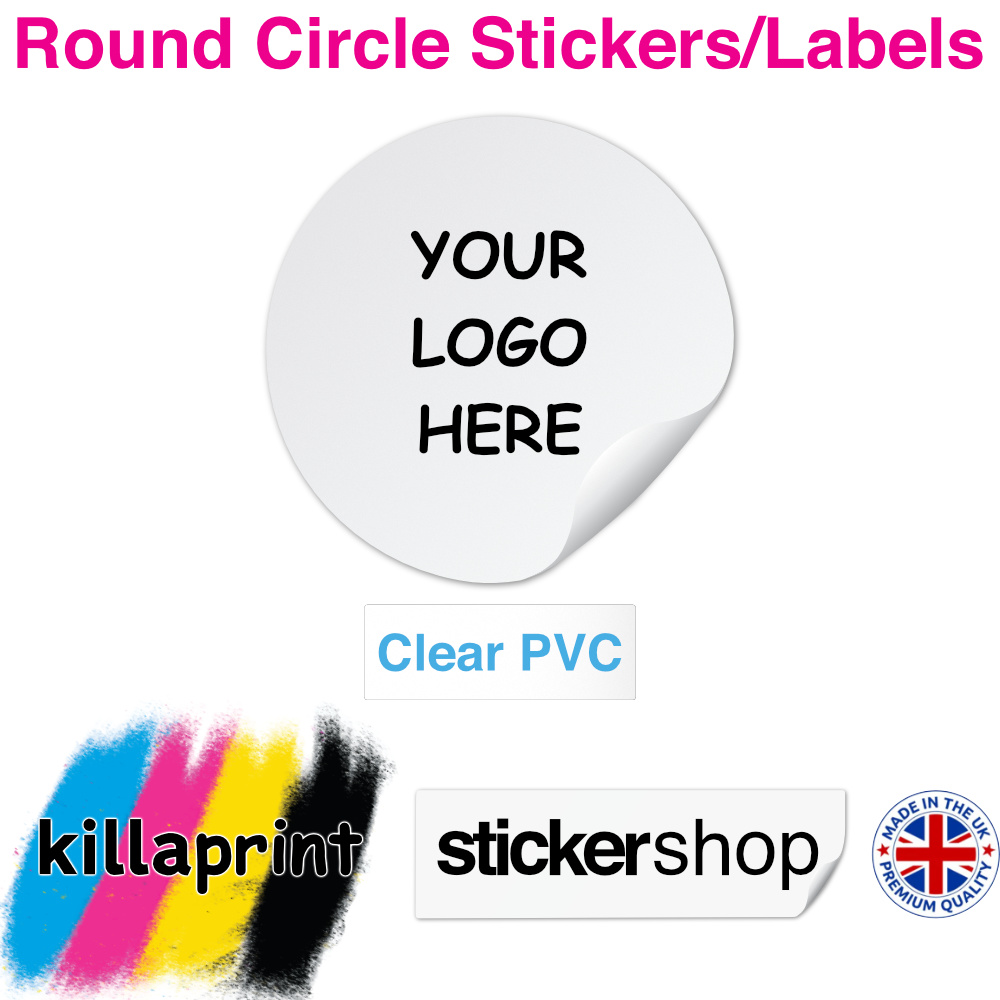 Killaprint stickershop round circle stickers/labels - clear pvc