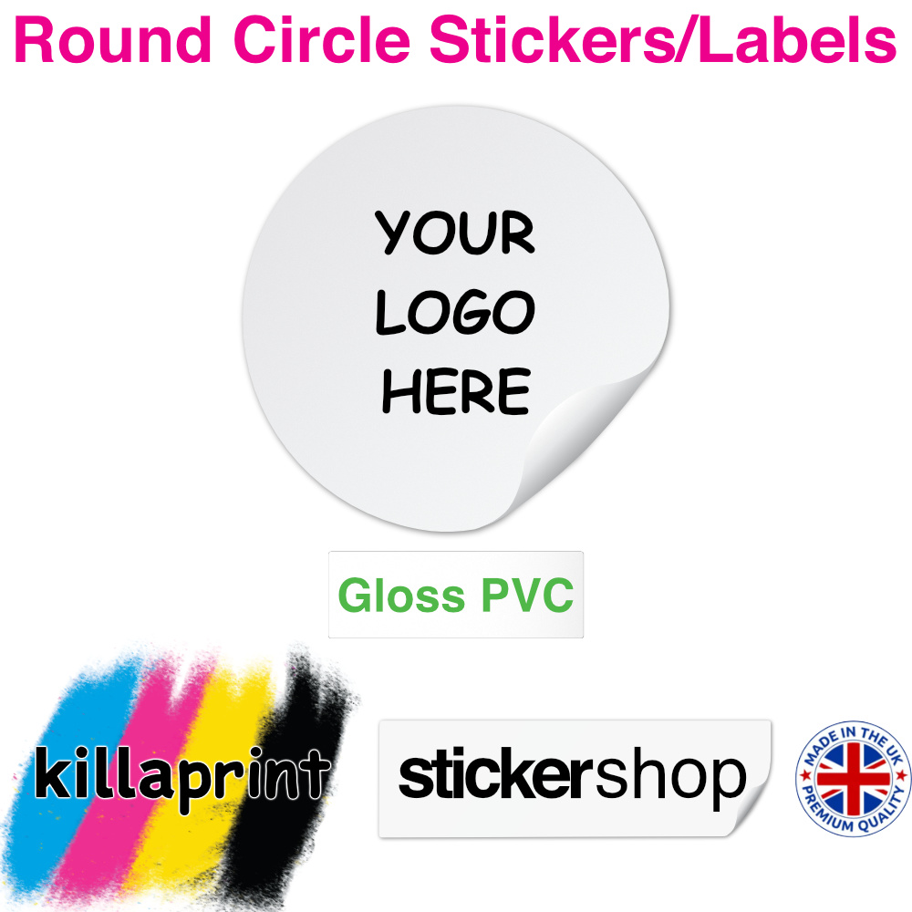 Killaprint stickershop round circle stickers/labels - gloss pvc